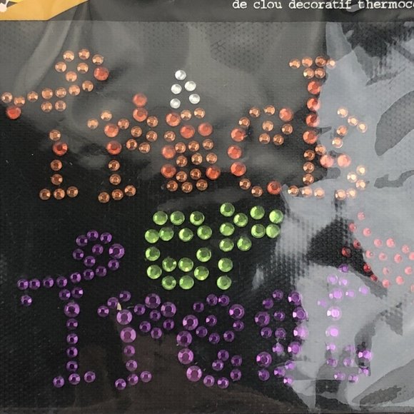 Halloween Boo-Tique Rhinestones & Studs Iron-On Transfer Trick Or Treat 4" x 5" - Picture 3 of 5